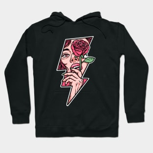 beautiful woman holding rose flower Hoodie